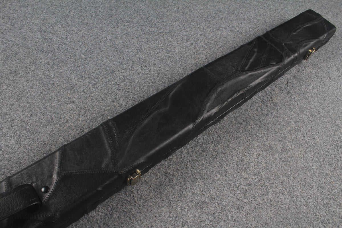 1 piece real Leather handmade patchwork snooker cue case with 2 slots（chalk area inside） WOODS CUES