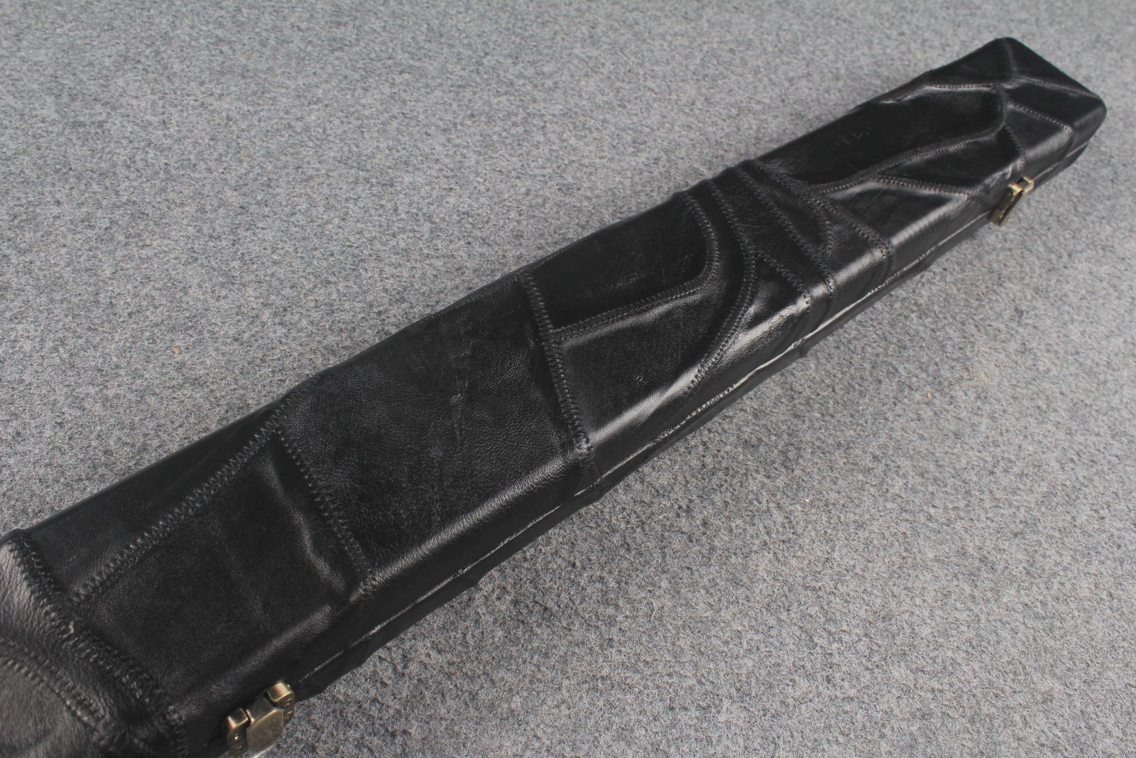 1 piece real Leather handmade patchwork snooker cue case with 2 slots（chalk area inside） WOODS CUES