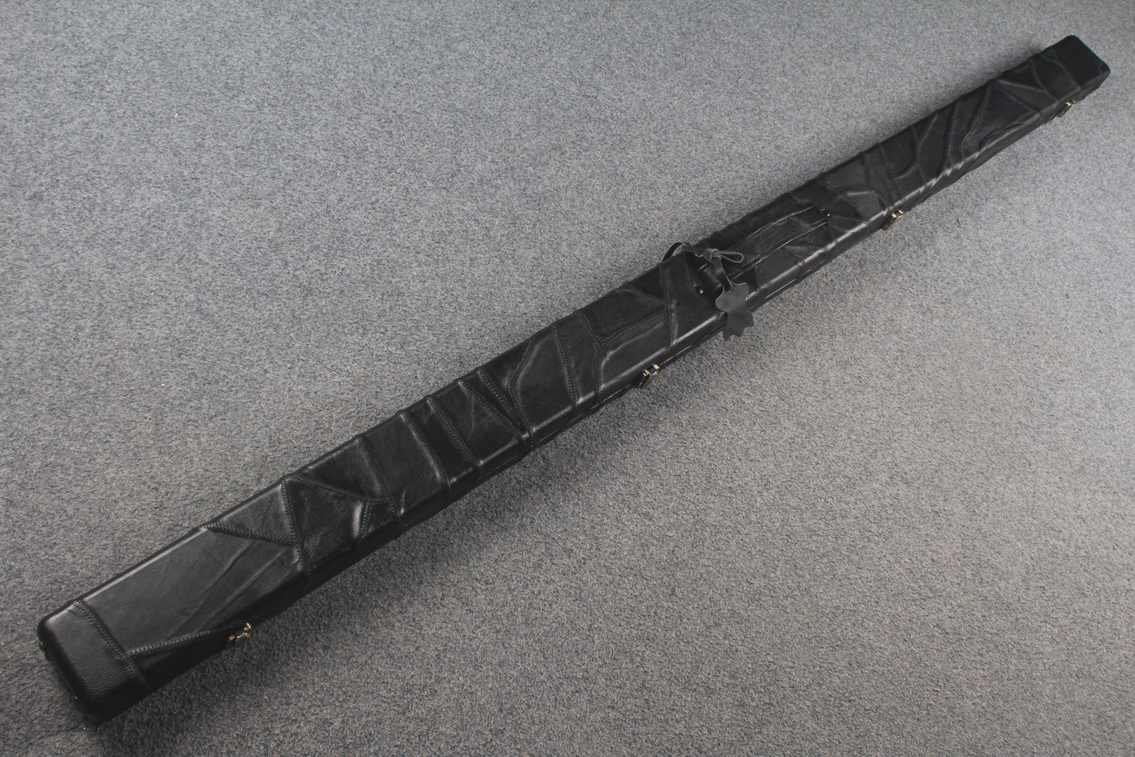 1 piece real Leather handmade patchwork snooker cue case with 2 slots（chalk area inside） WOODS CUES