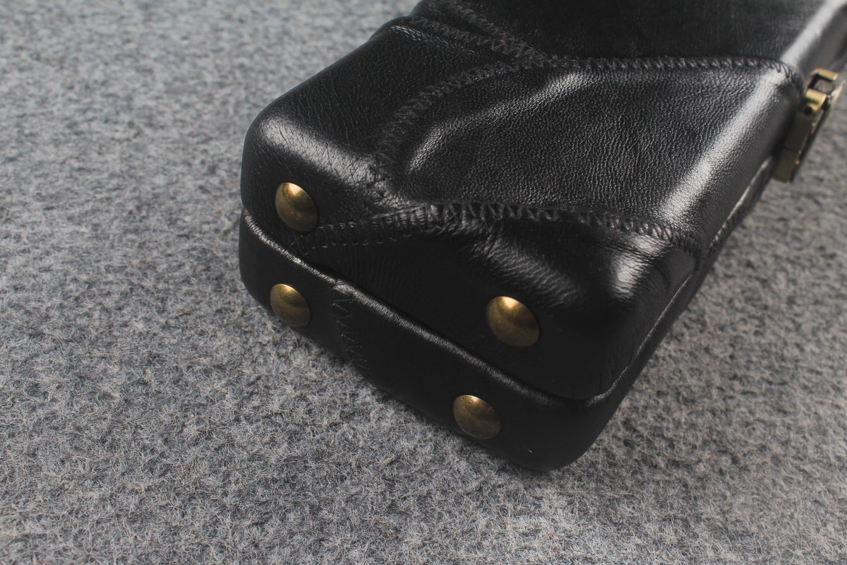 1 piece real Leather handmade patchwork snooker cue case with 2 slots（chalk area inside） WOODS CUES