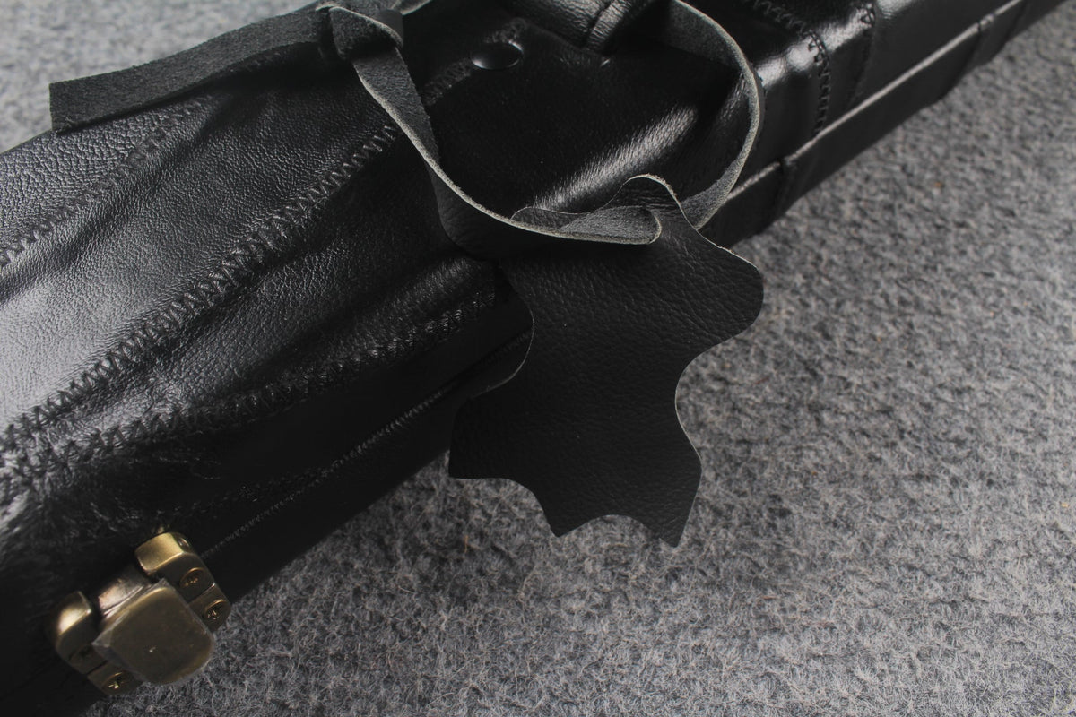 1 piece real Leather handmade patchwork snooker cue case with 2 slots（chalk area inside） WOODS CUES
