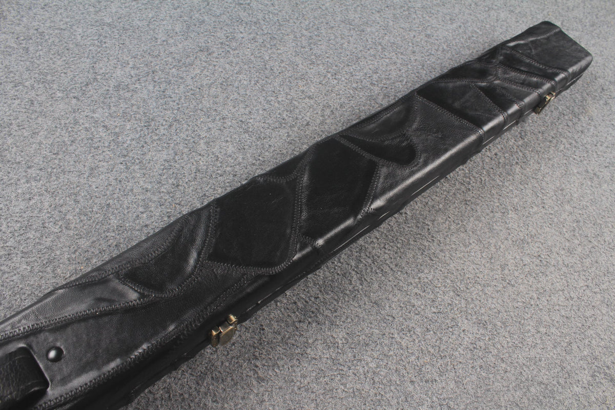 1 piece real Leather handmade patchwork snooker cue case with 2 slots（chalk area inside） WOODS CUES