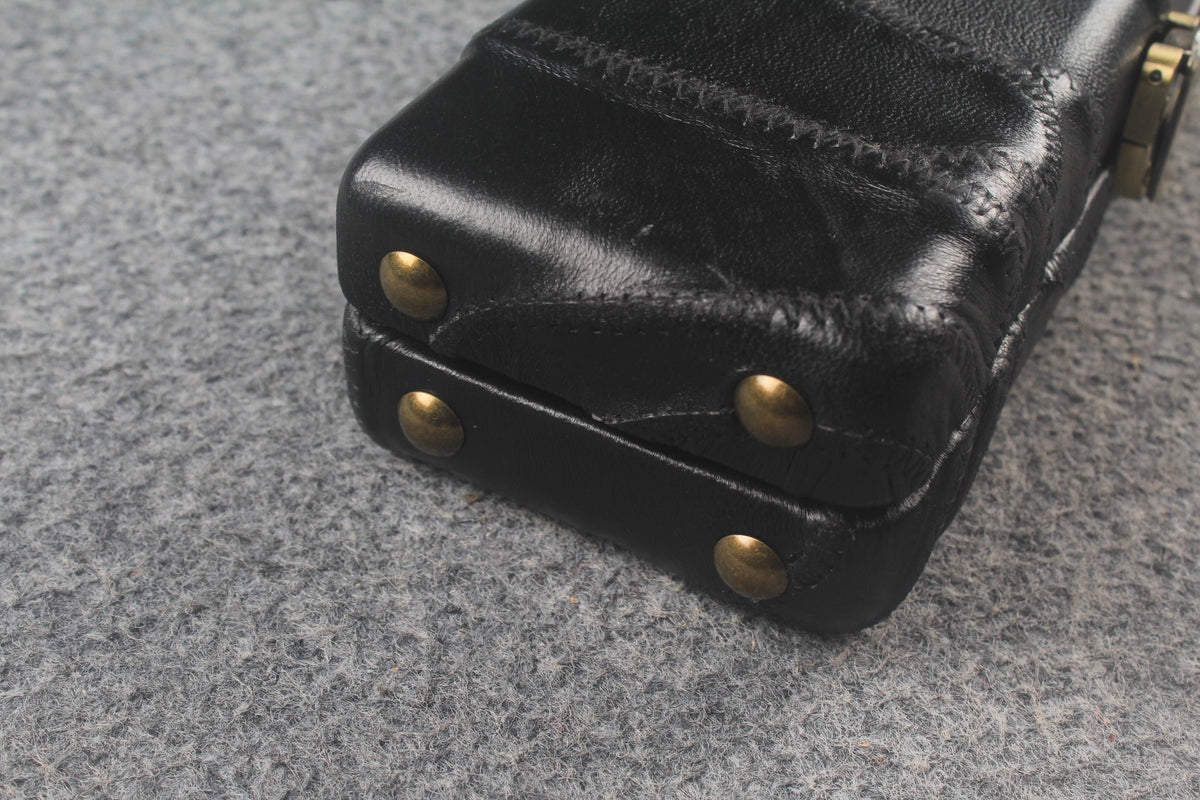 1 piece real Leather handmade patchwork snooker cue case with 2 slots（chalk area inside） WOODS CUES