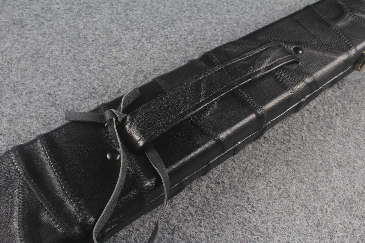 1 piece real Leather handmade patchwork snooker cue case with 2 slots（chalk area inside） WOODS CUES