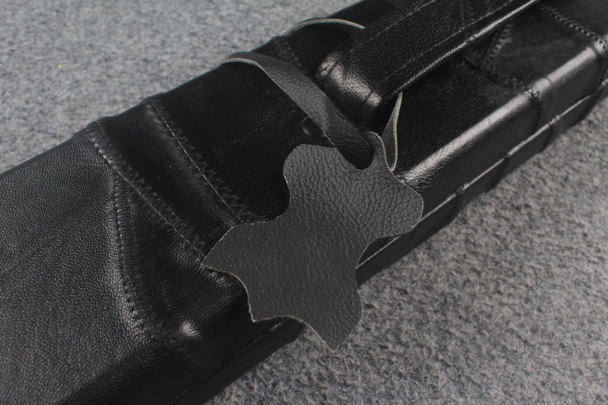 1 piece real Leather handmade patchwork snooker cue case with 2 slots（chalk area inside） WOODS CUES