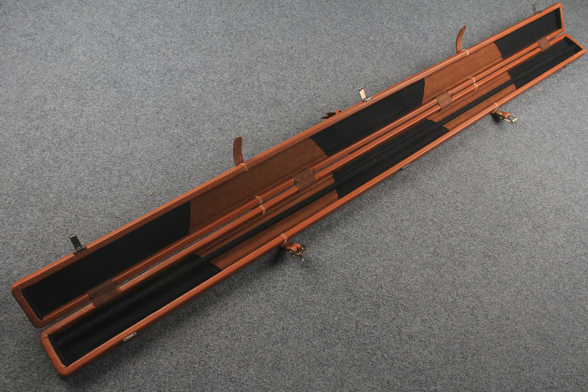 1 piece real Leather  snooker cue case with 2 slots