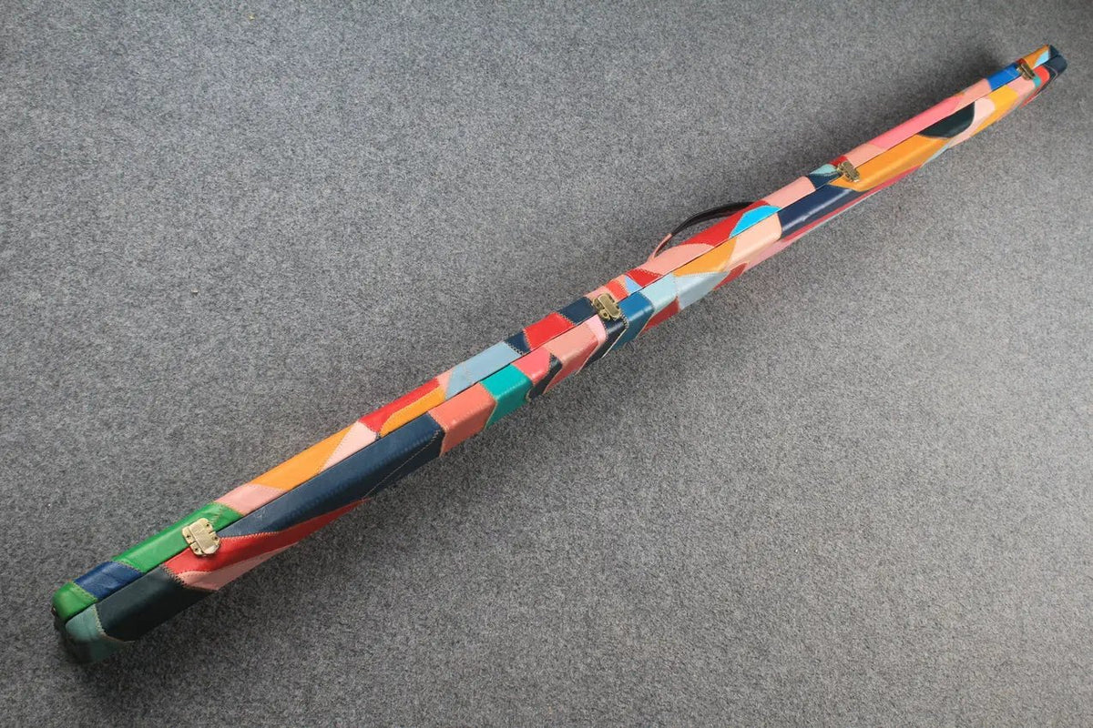 1 piece real Leather patchwork snooker cue case with 2 slots