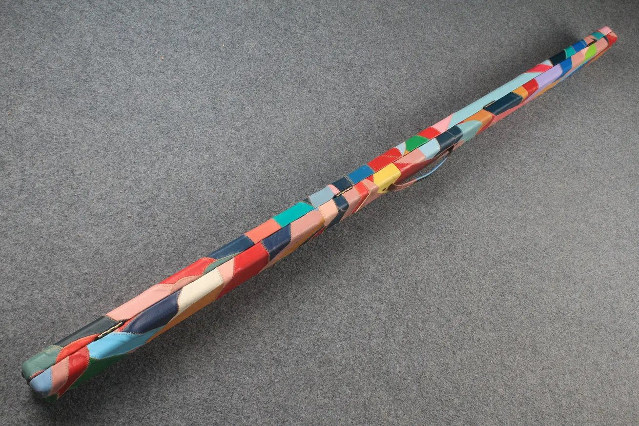 1 piece real Leather patchwork snooker cue case with 2 slots