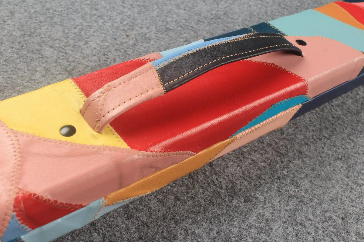 1 piece real Leather patchwork snooker cue case with 2 slots