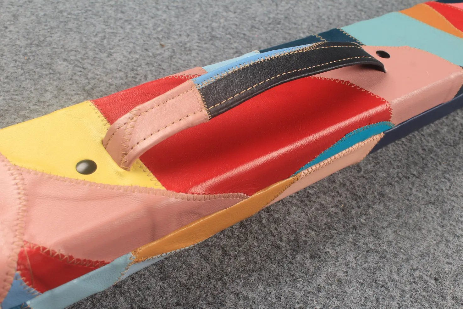 1 piece real Leather patchwork snooker cue case with 2 slots