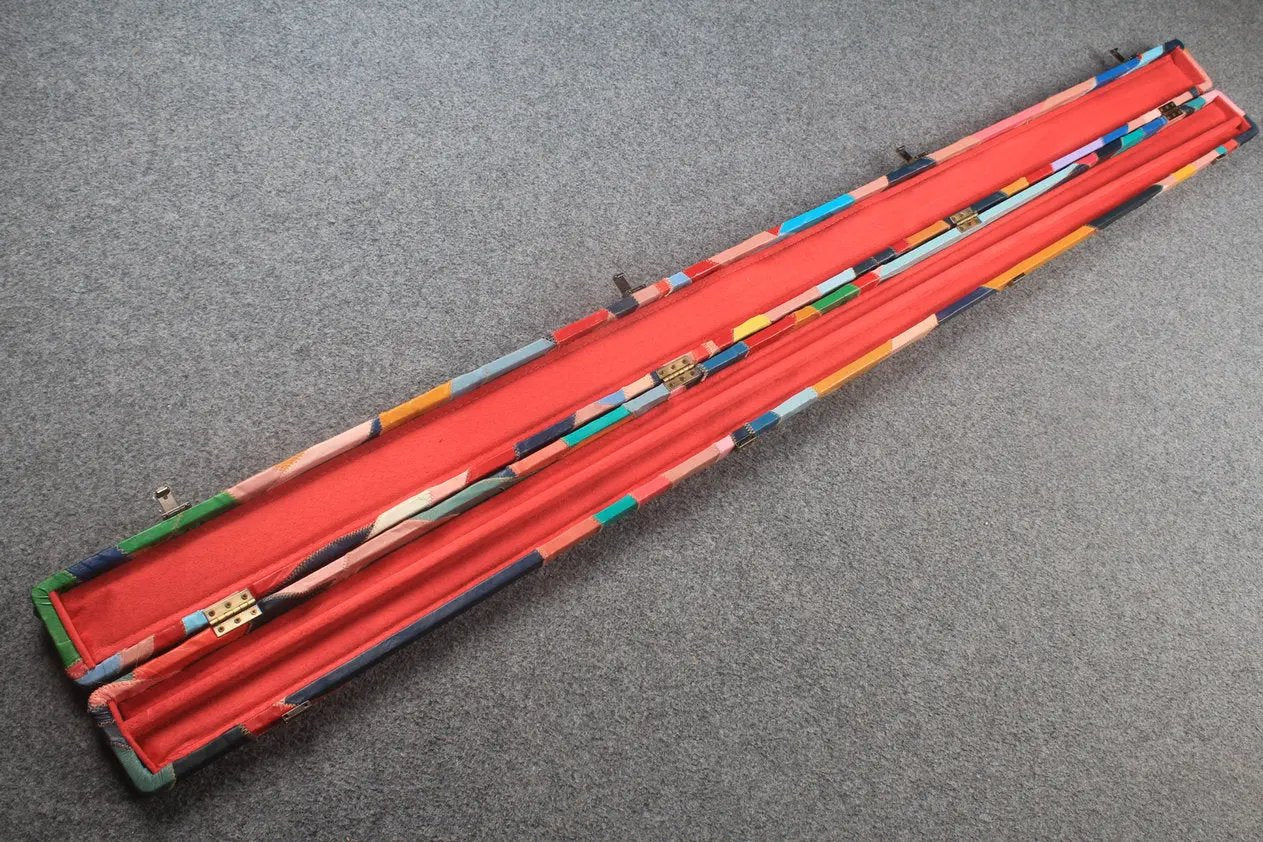 1 piece real Leather patchwork snooker cue case with 2 slots
