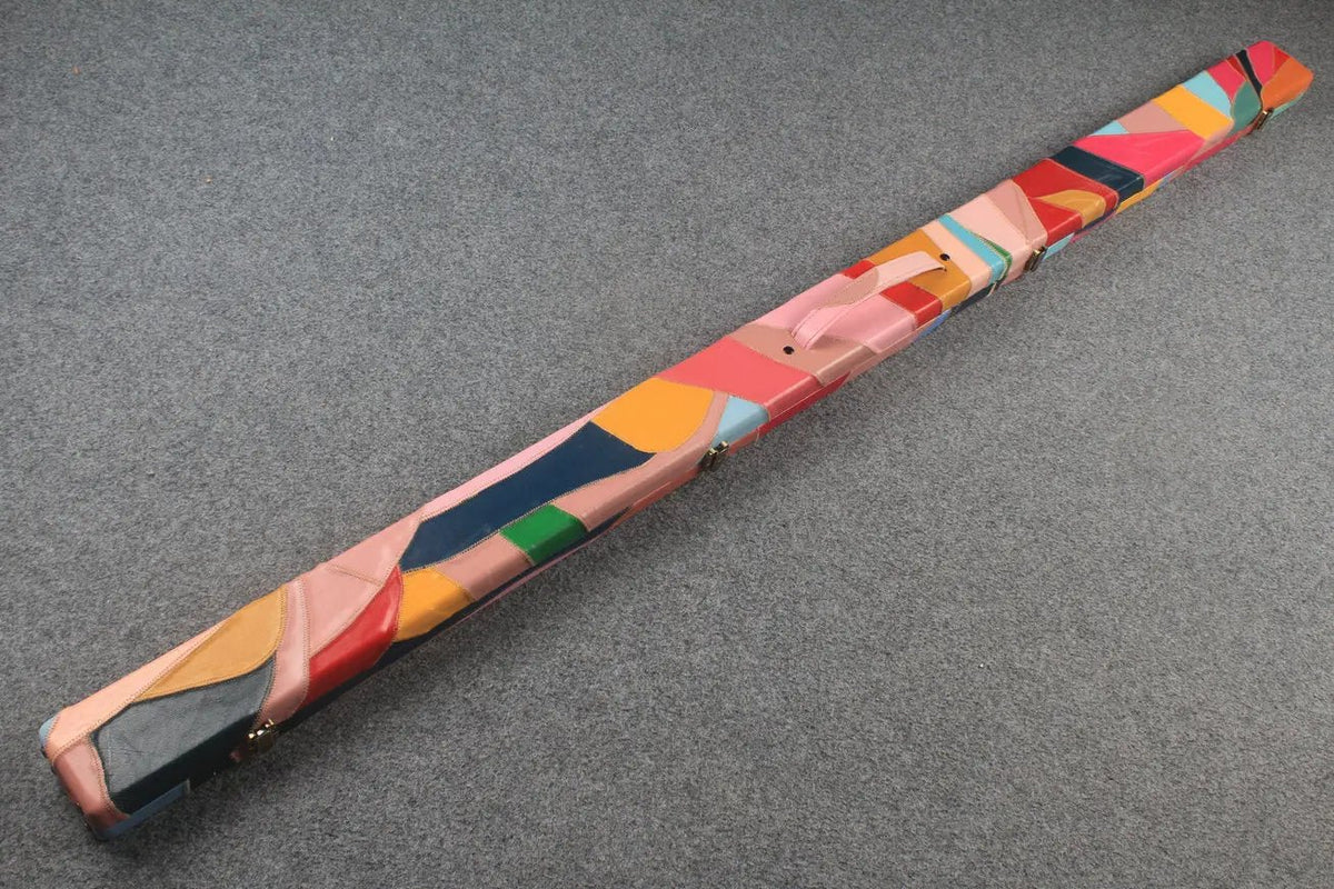 1 piece real Leather patchwork snooker cue case with 2 slots
