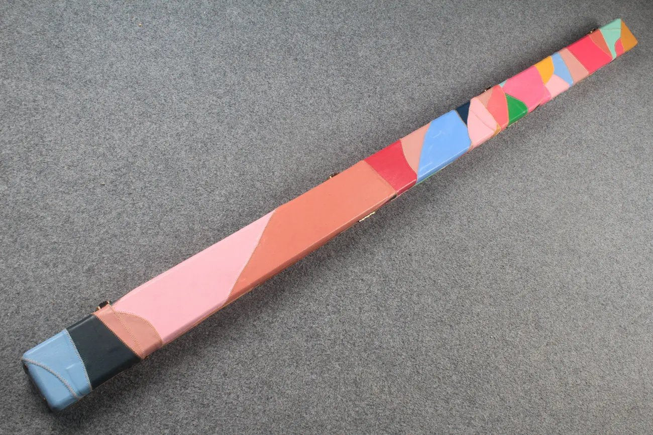 1 piece real Leather patchwork snooker cue case with 2 slots