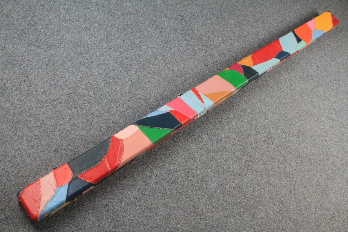 1 piece real Leather patchwork snooker cue case with 2 slots