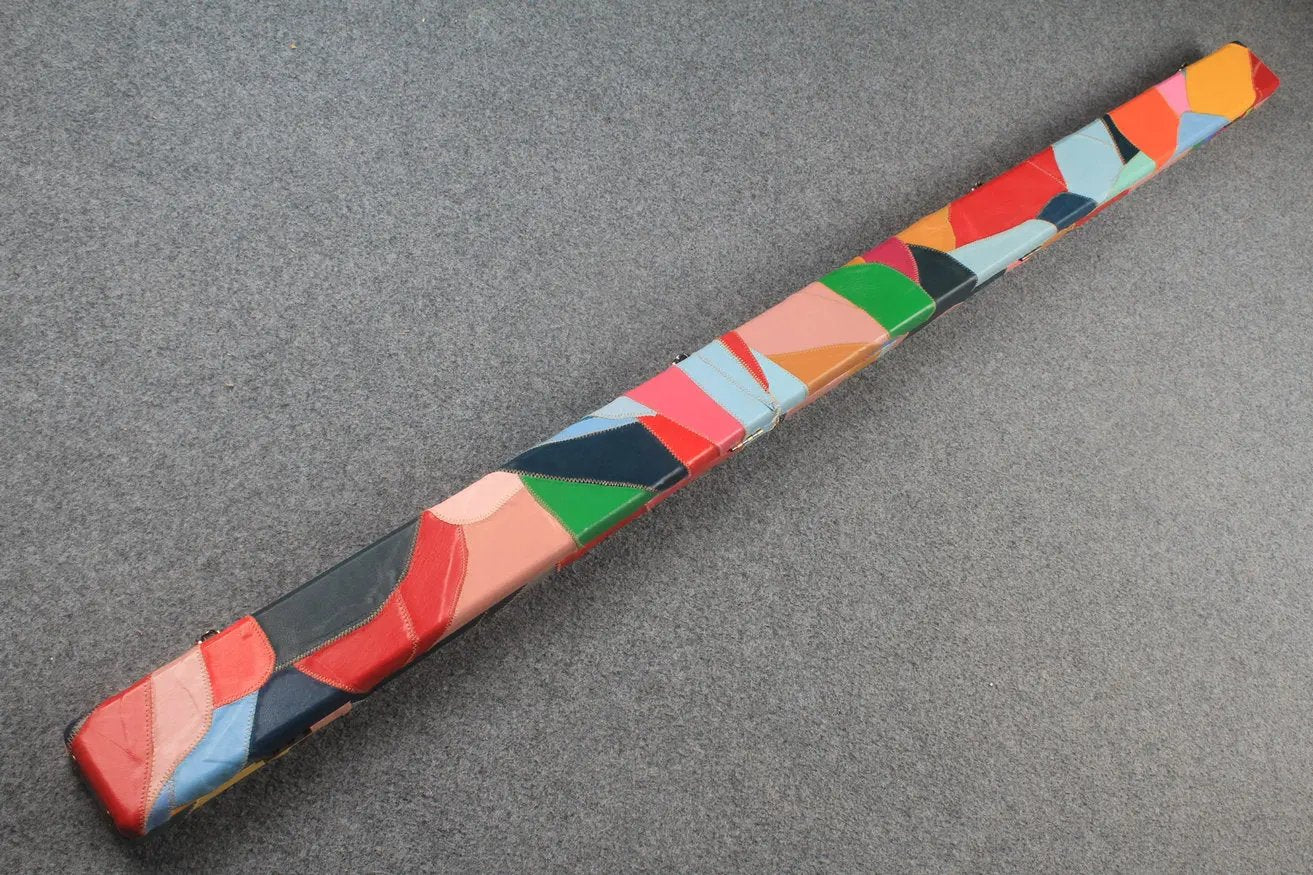 1 piece real Leather patchwork snooker cue case with 2 slots