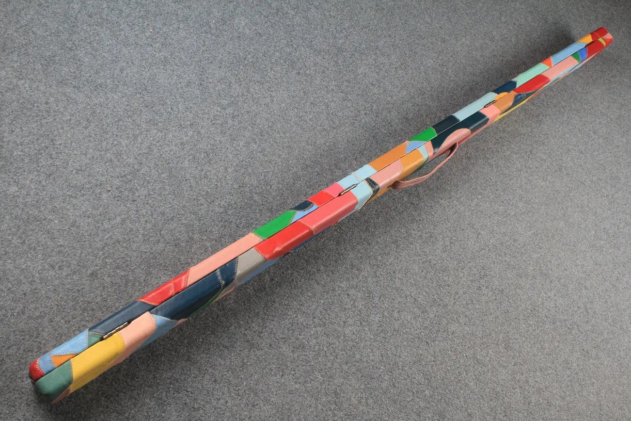 1 piece real Leather patchwork snooker cue case with 2 slots