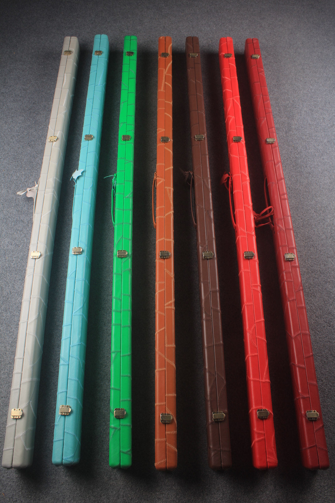 1 piece real Leather handmade patchwork snooker cue case with 2 slots