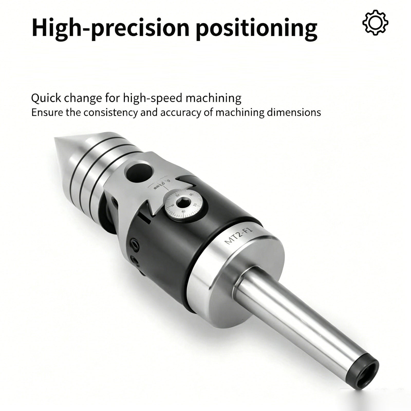Eccentric Adjustable Live Center for Billiard Cue Lathe - MT2 Morse Taper, High Precision