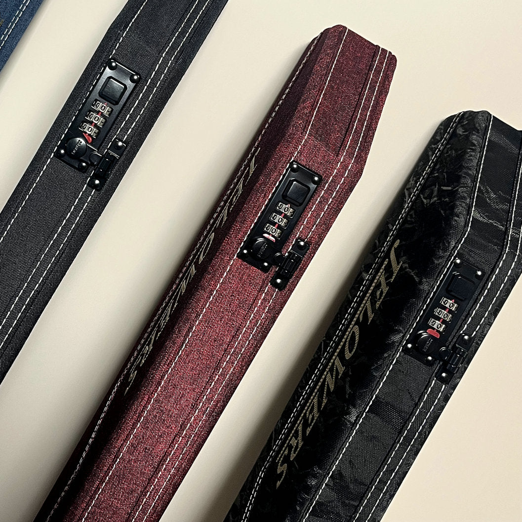 JF Premium Hard Cue Case - High-Capacity Billiard Pool Cue Carrying Case with Combination Lock & Luxury Storage for Cue Accessories