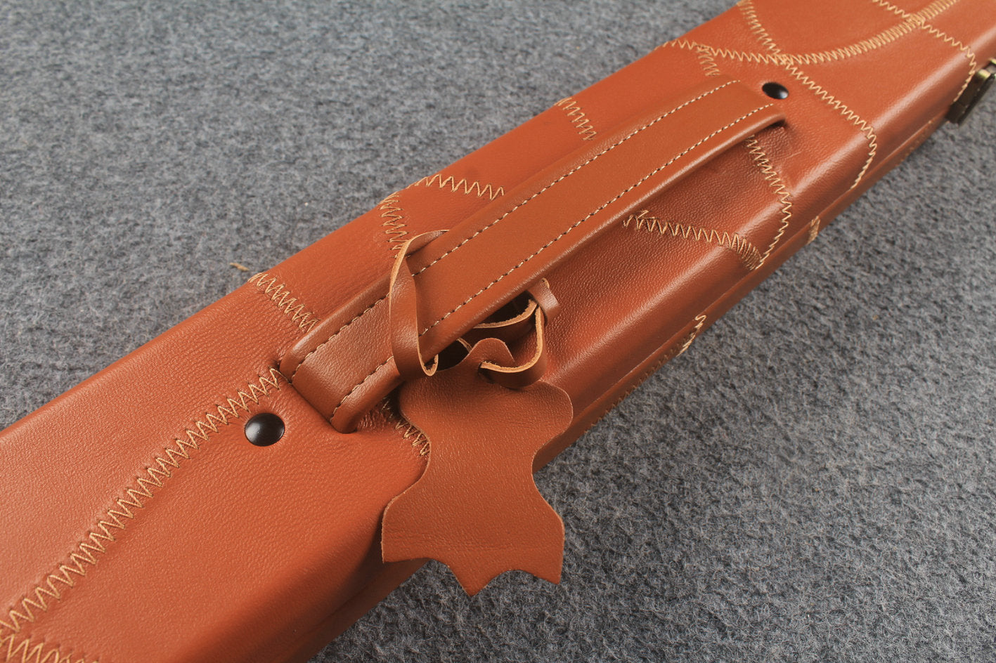 1 piece real Leather handmade patchwork snooker cue case with 2 slots