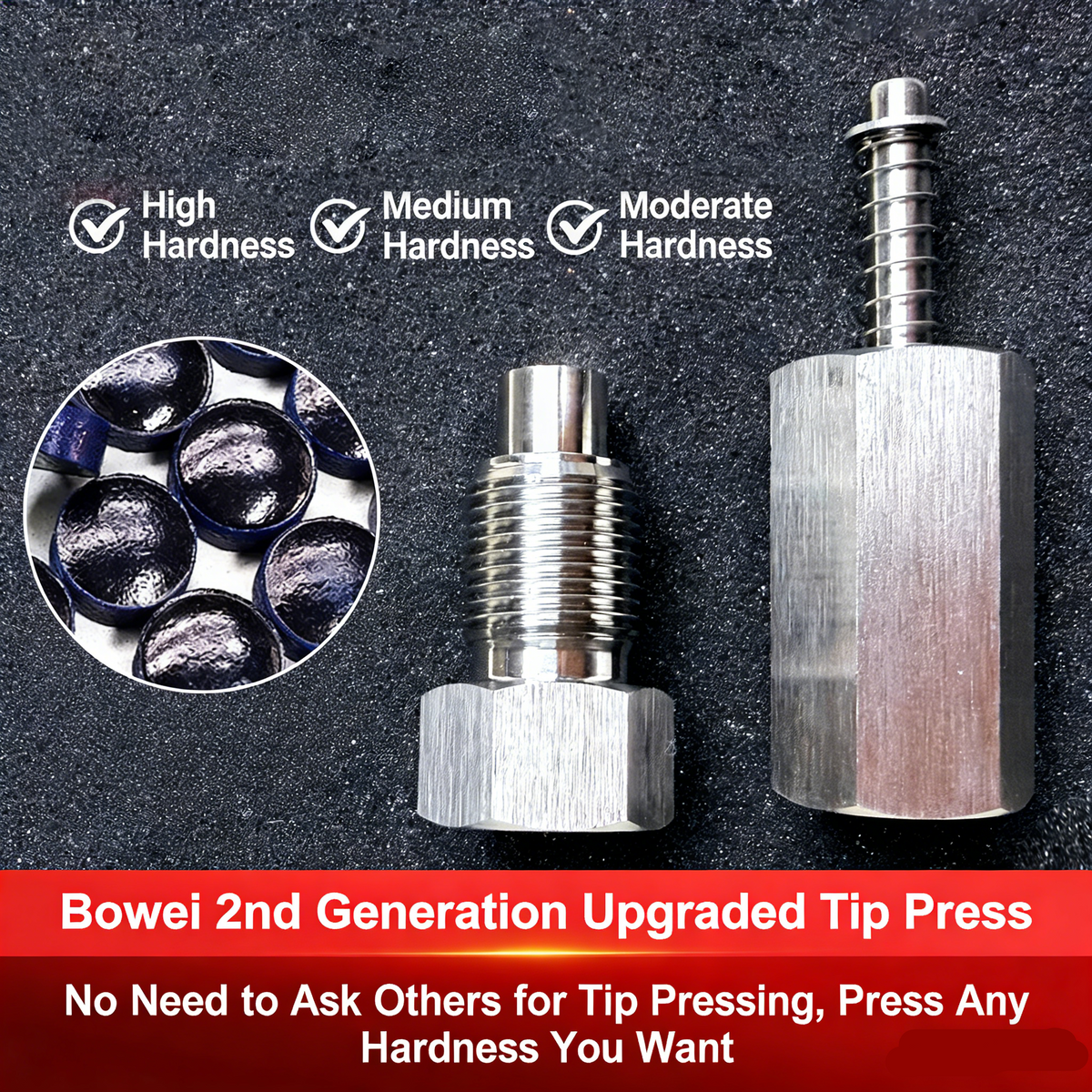 Blue Diamond 11mm Cue Tip Press - Stainless Steel Billiard Shaping Tool