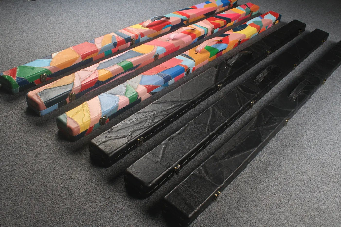 1 piece real Leather patchwork snooker cue case with 2 slots