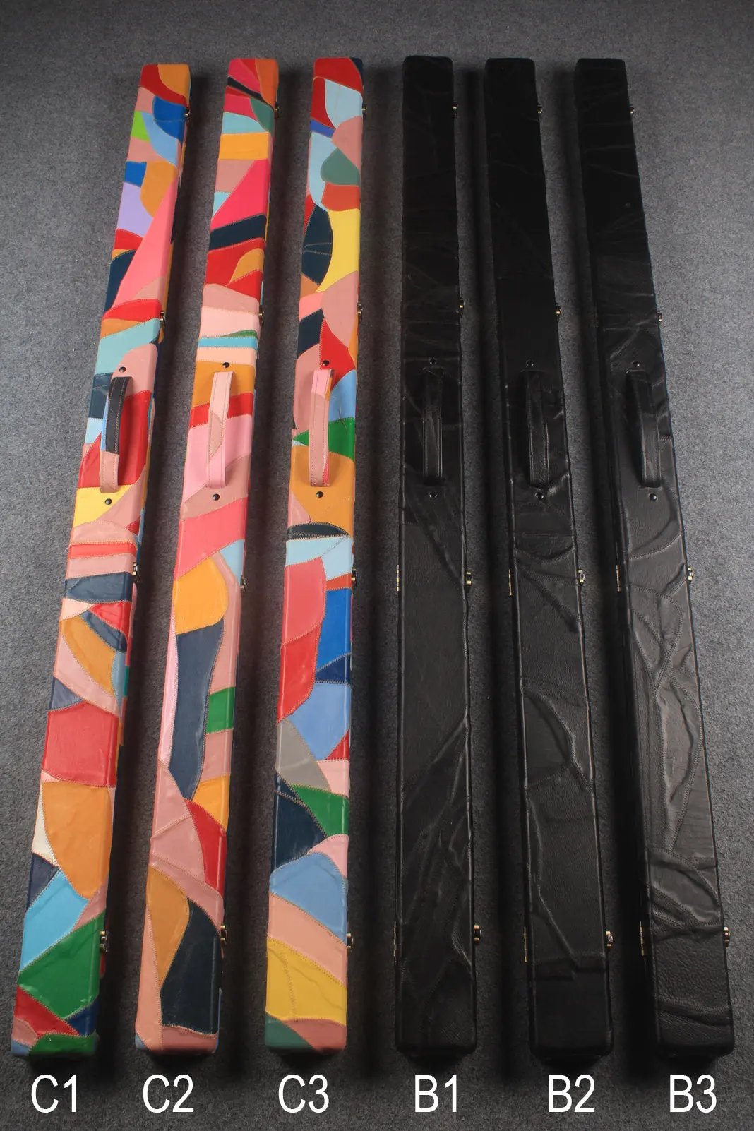 1 piece real Leather patchwork snooker cue case with 2 slots