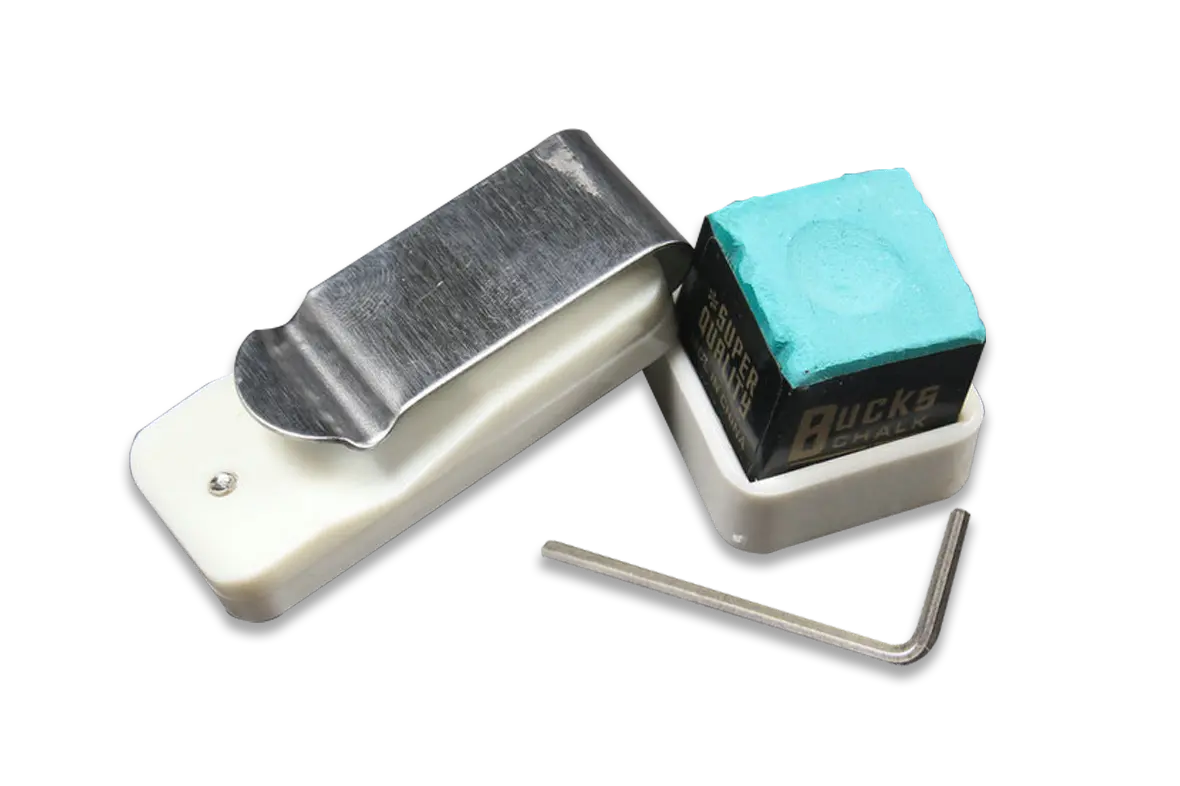 MAGNETIC SNOOKER / POOL CUE CHALK HOLDER WITH BELT CLIP WOODS CUES