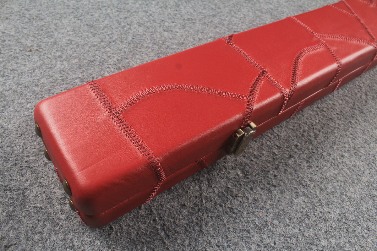 1 piece real Leather handmade patchwork snooker cue case with 2 slots