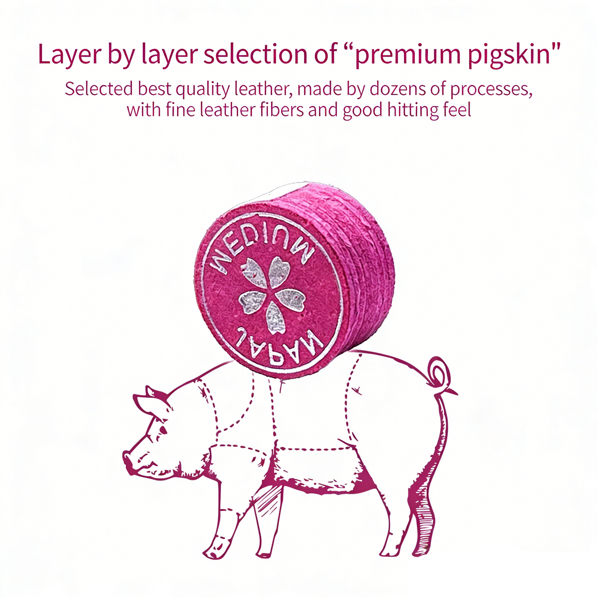 14mm Sakura Classic Gold Label Cue Tip - Premium Pigskin Leather for Billiard Cues