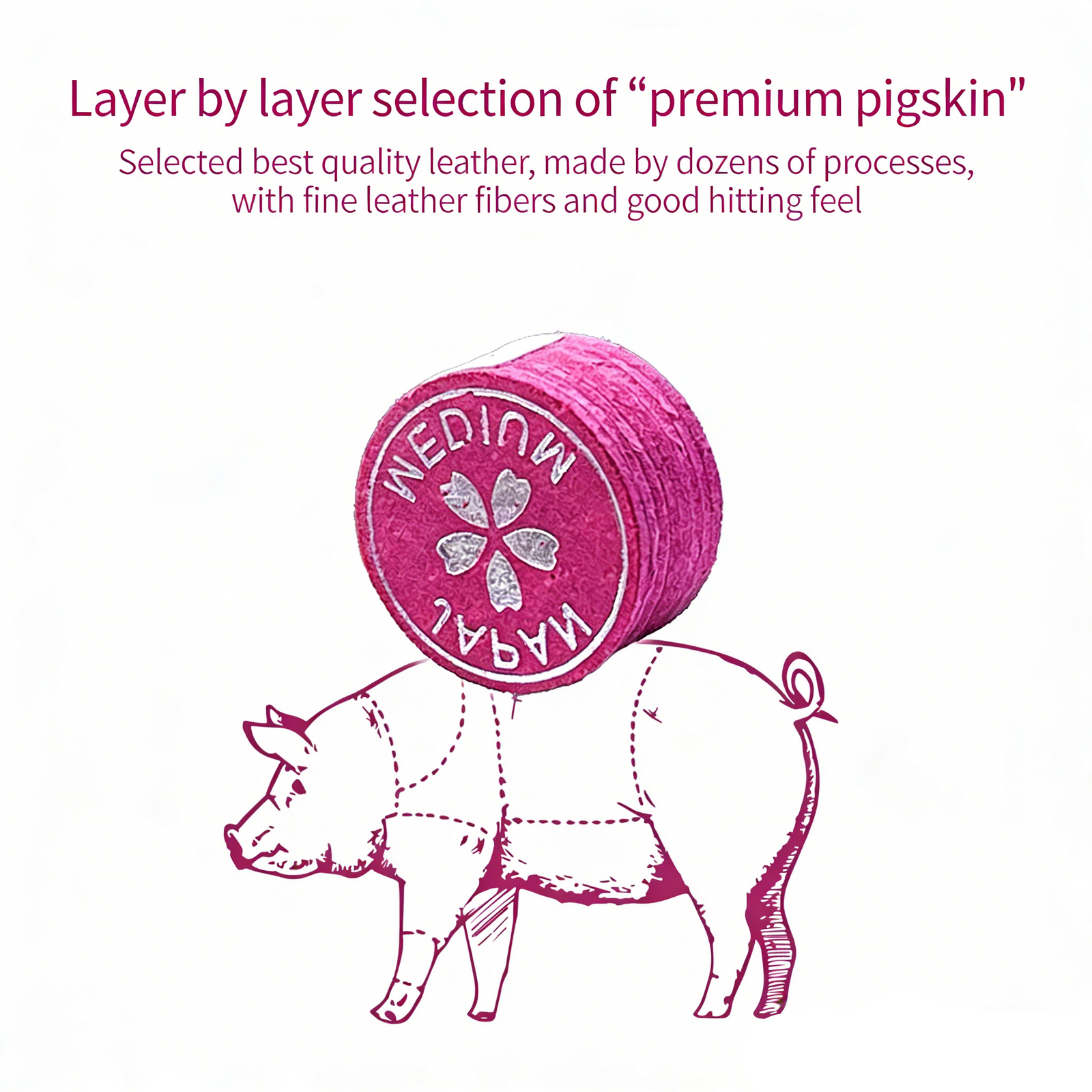 14mm Sakura Classic Gold Label Cue Tip - Premium Pigskin Leather for Billiard Cues