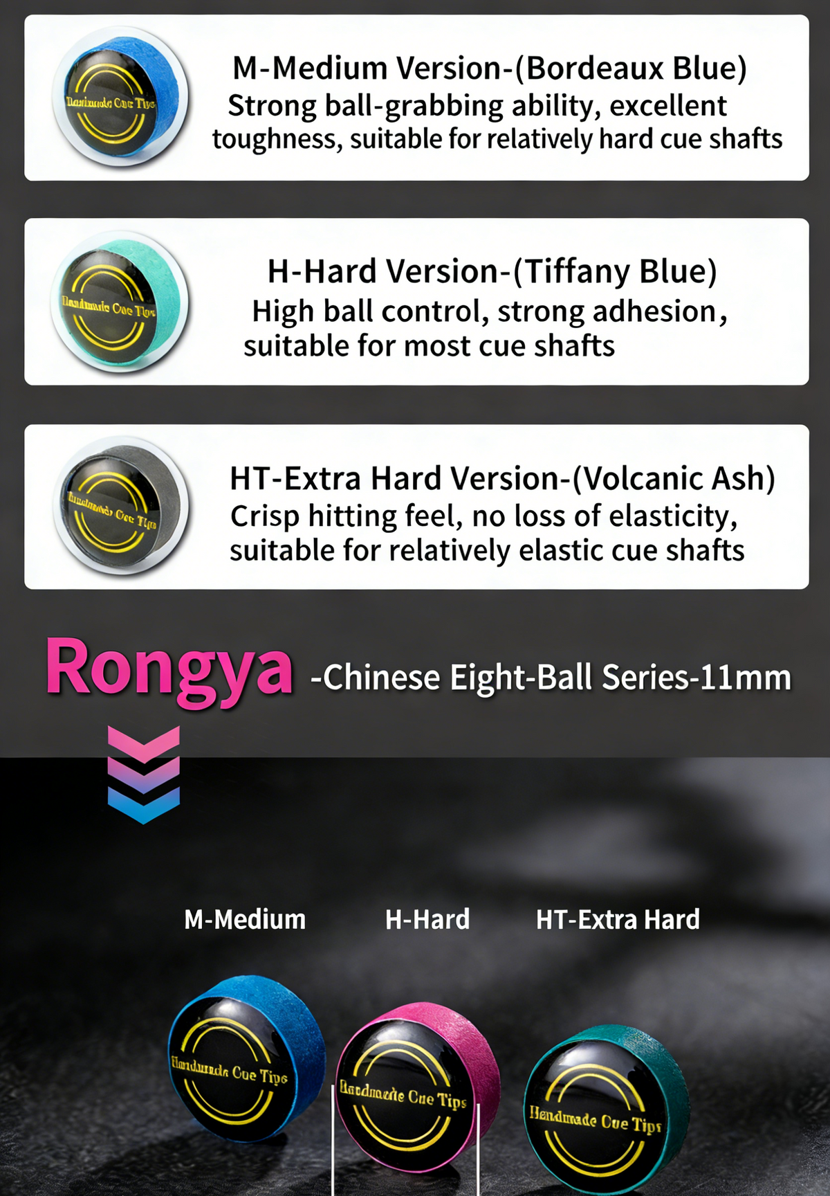 11mm Handcrafted Snooker Cue Tip - Premium British Leather for Pro Small Tip Cues