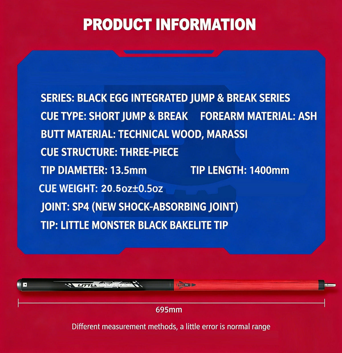 Short Jump & Break All-in-One Cue | Chinese 8-Ball Black Tech LTOMSTRE