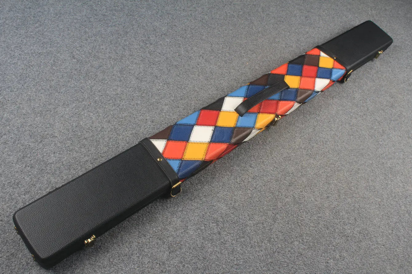 HANDMADE CENTER DIAMOND COLOR 3 COMPARTMENT QUALITY WIDE 3/4 CUE CASE