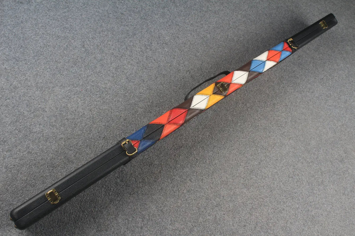 HANDMADE CENTER DIAMOND COLOR 3 COMPARTMENT QUALITY WIDE 3/4 CUE CASE
