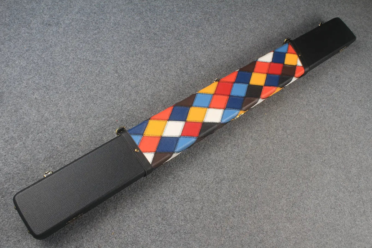 HANDMADE CENTER DIAMOND COLOR 3 COMPARTMENT QUALITY WIDE 3/4 CUE CASE