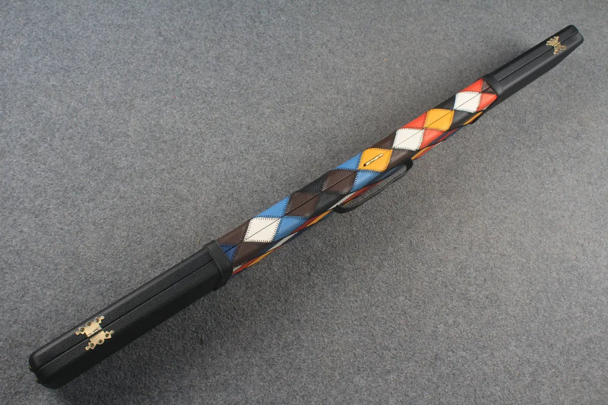 HANDMADE CENTER DIAMOND COLOR 3 COMPARTMENT QUALITY WIDE 3/4 CUE CASE