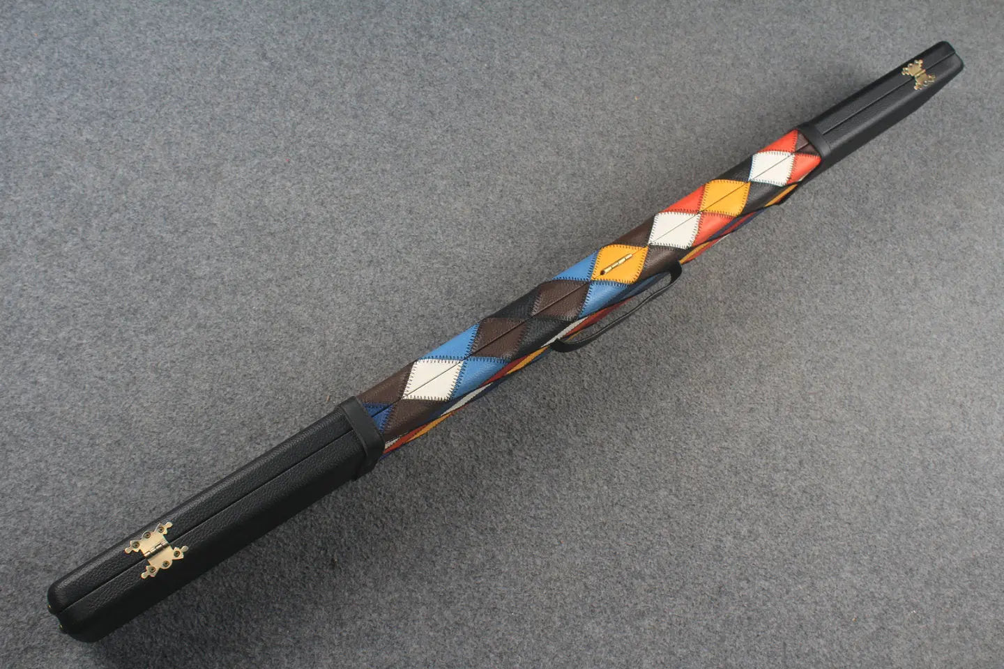 HANDMADE CENTER DIAMOND COLOR 3 COMPARTMENT QUALITY WIDE 3/4 CUE CASE