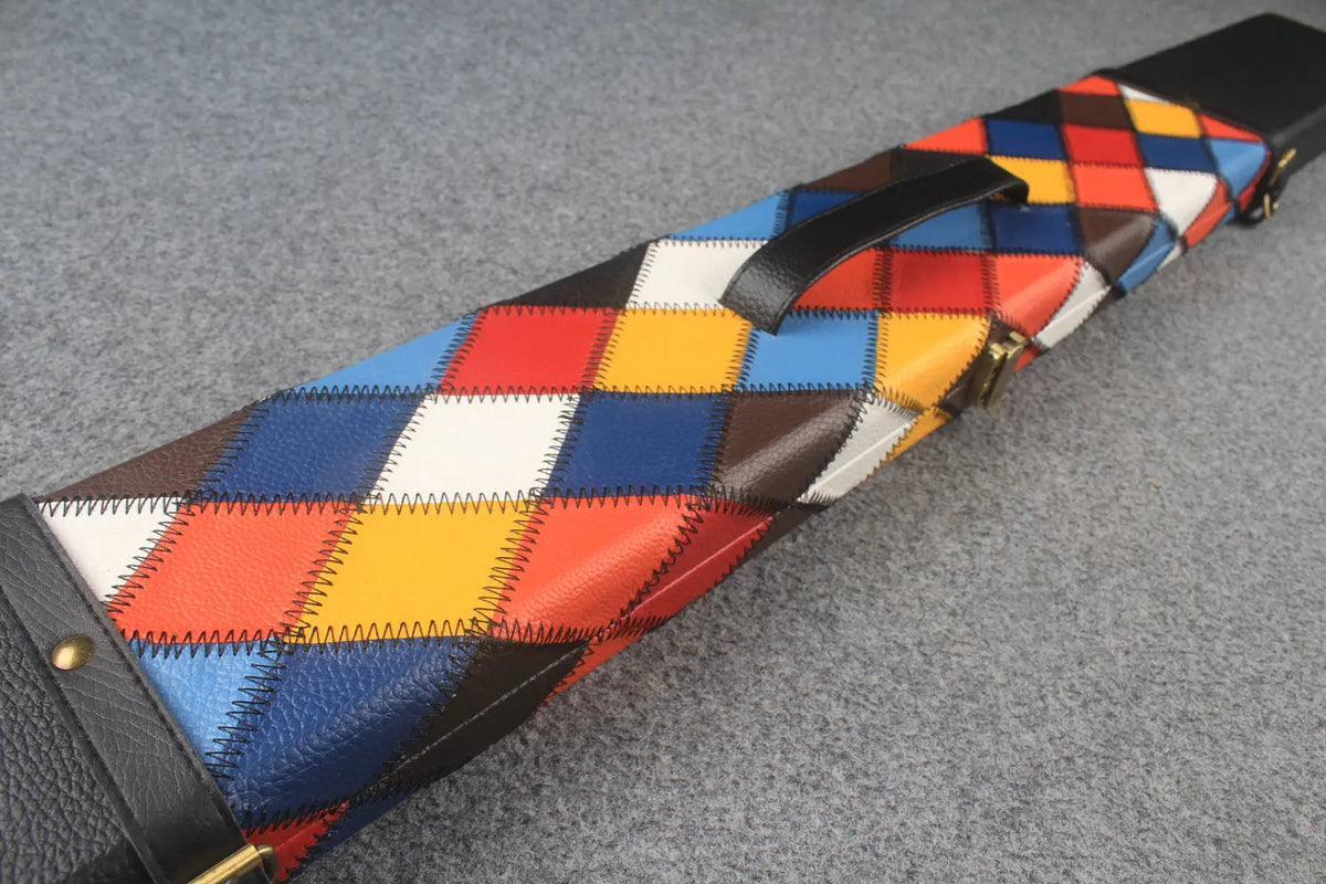 HANDMADE CENTER DIAMOND COLOR 3 COMPARTMENT QUALITY WIDE 3/4 CUE CASE