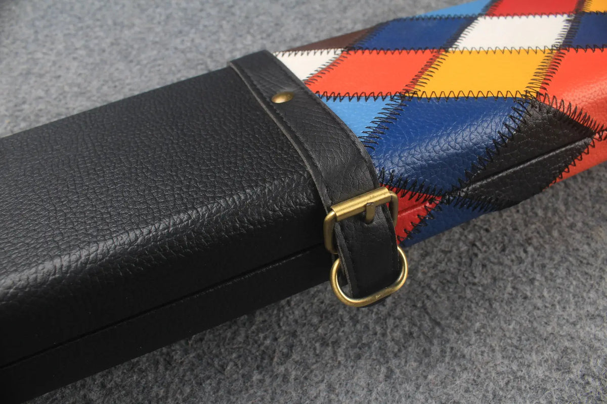 HANDMADE CENTER DIAMOND COLOR 3 COMPARTMENT QUALITY WIDE 3/4 CUE CASE