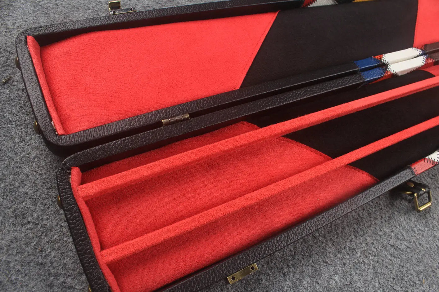 HANDMADE CENTER DIAMOND COLOR 3 COMPARTMENT QUALITY WIDE 3/4 CUE CASE