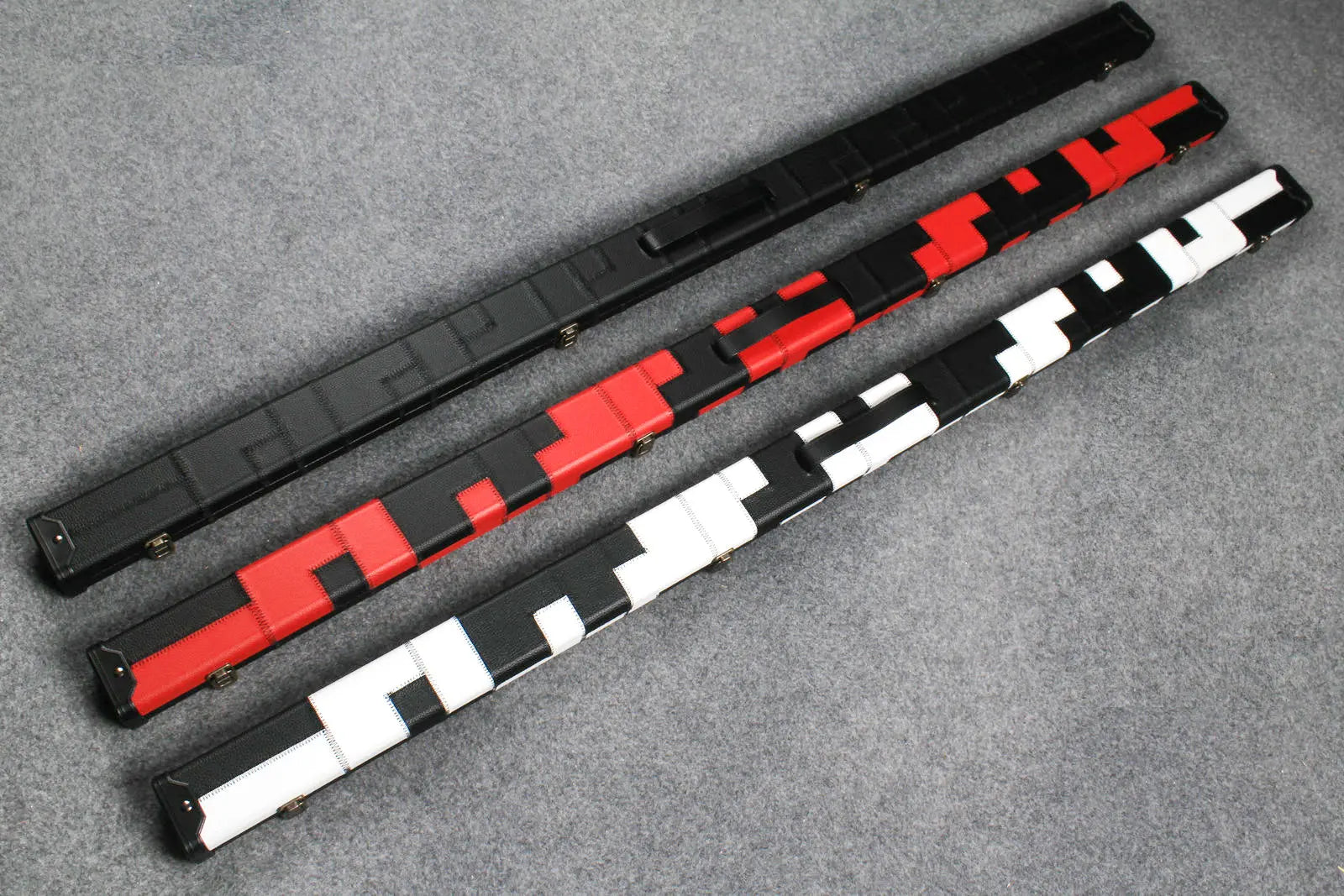 1 piece patchwork snooker cue case with 2 slots