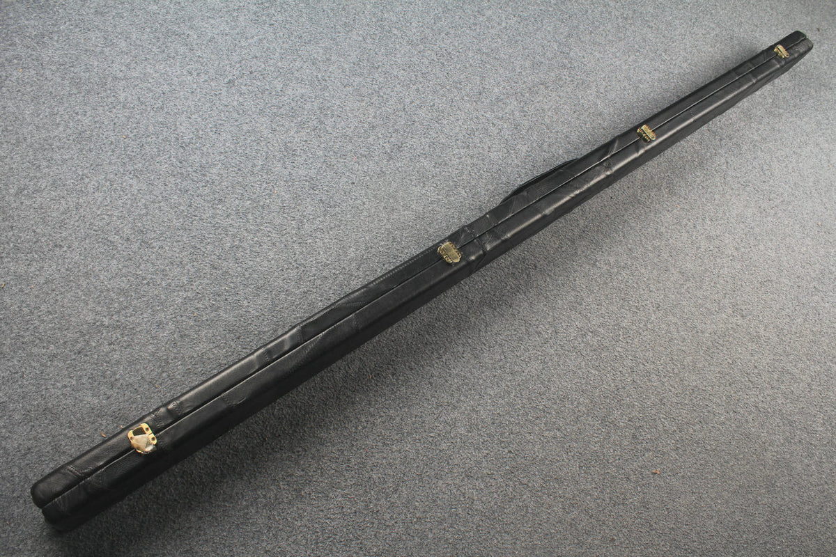 1 piece real Leather handmade patchwork snooker cue case with 2 slots（black） WOODS CUES