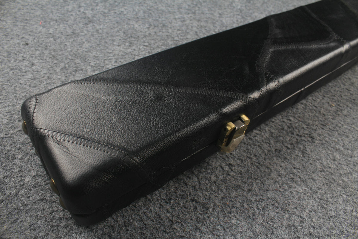 1 piece real Leather handmade patchwork snooker cue case with 2 slots（black） WOODS CUES