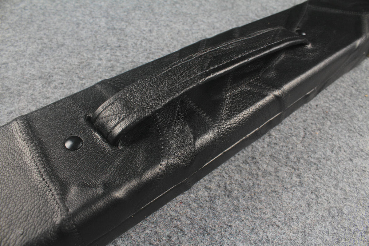 1 piece real Leather handmade patchwork snooker cue case with 2 slots（black） WOODS CUES