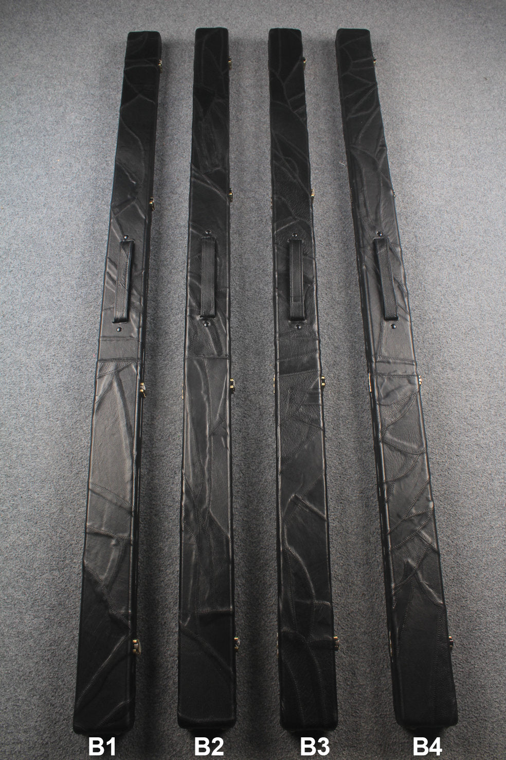 1 piece real Leather handmade patchwork snooker cue case with 2 slots（black） WOODS CUES