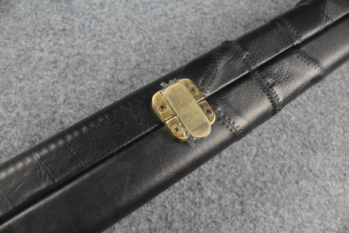 1 piece real Leather handmade patchwork snooker cue case with 2 slots（black） WOODS CUES