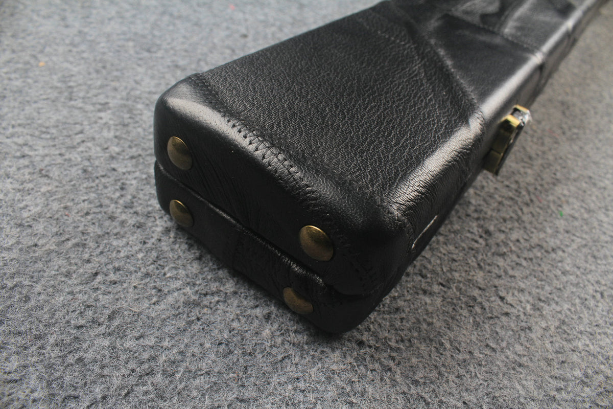 1 piece real Leather handmade patchwork snooker cue case with 2 slots（black） WOODS CUES