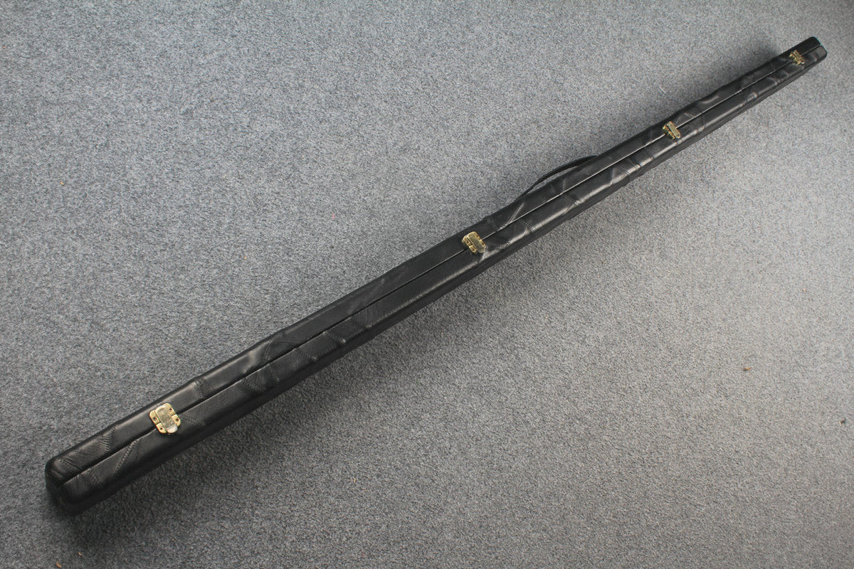 1 piece real Leather handmade patchwork snooker cue case with 2 slots（black） WOODS CUES
