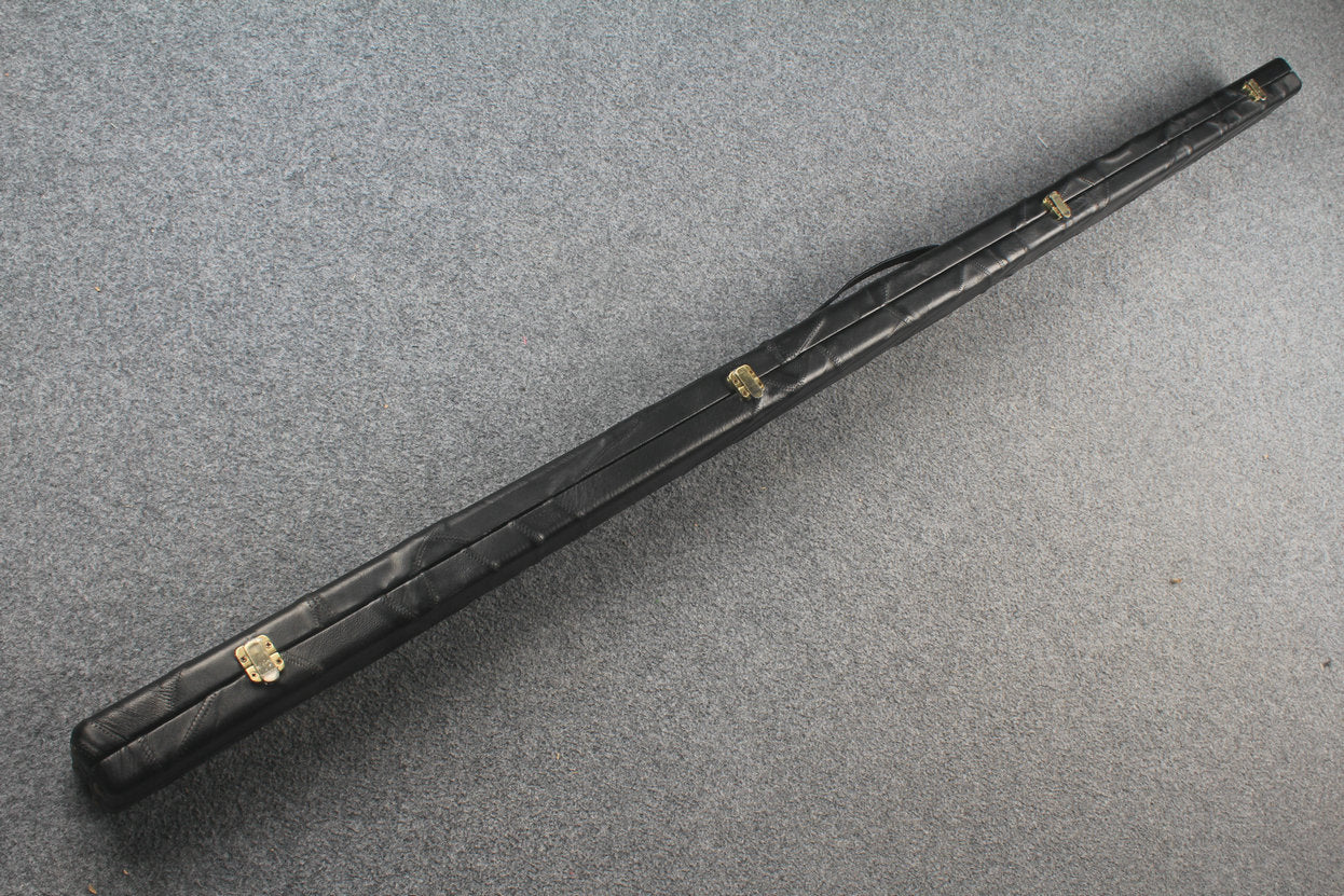 1 piece real Leather handmade patchwork snooker cue case with 2 slots（black） WOODS CUES